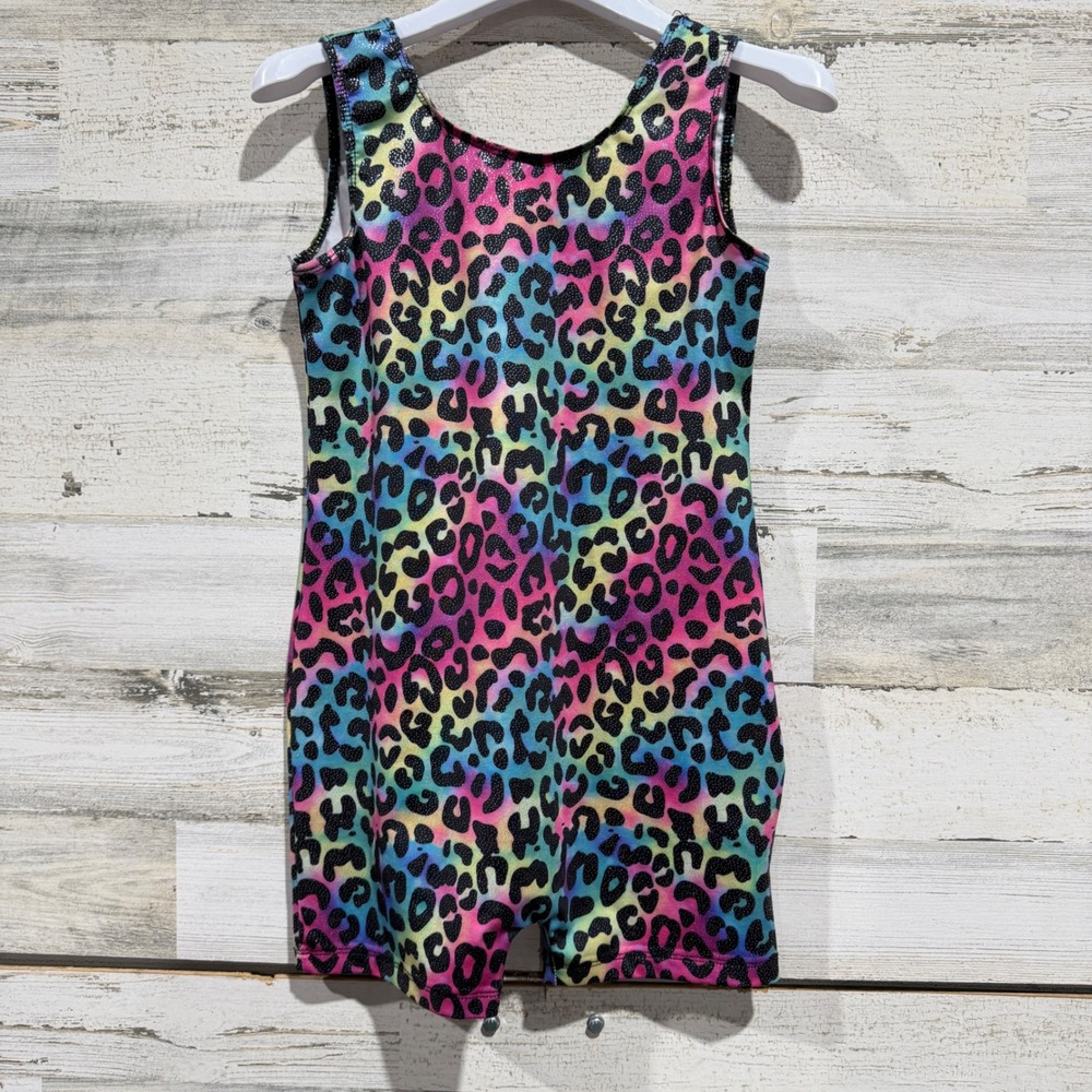Biketard Girls 10/12 (150) Leopard Sparkle Gymnastics Unitard Dancewear EUC